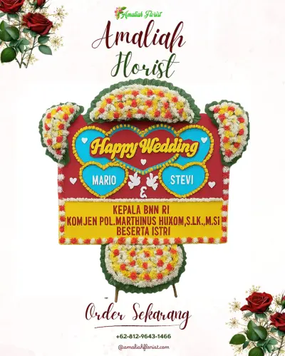 Karangan Papan Bunga Pernikahan di Petambakan